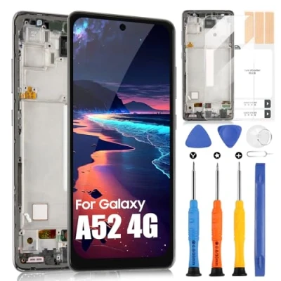 Abbildung von OLED LCD Bildschirm für Samsung Galaxy A52 4G A525 SM A525F A525M A525F/DS A525M/DS Display Digitizer Touchscreen Assembly mit Reparatur Set (Schwarz Rahmen, 6,5 Zoll)