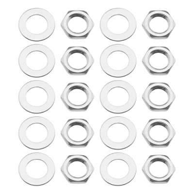 Abbildung von the Lord of Tools 30 Paar Gitarre Eingang Jack Socket Nuts Unterlegscheiben Set Pots Potentiometer Hex Nut und Gitarrenteile für E Bass M7