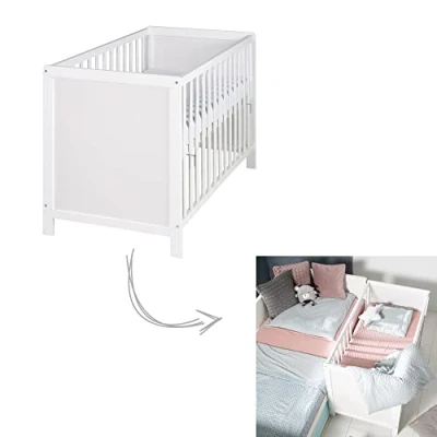 Abbildung von roba® Beistellbett Gitterbett, inkl. Lattenrost, Matratze &amp; Schlupfsprossen