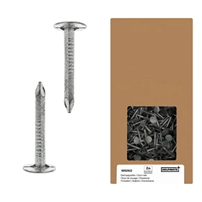 Abbildung von HELPMATE Dachpappennägel 2,0x16 mm mechanisch verzinkt 1kg Dachpappstifte Typ B Dachpappnägel DIN 1160 Dachnägel ideal für Dachpappe, Kunststoffplanen &amp; Schiefernplatten