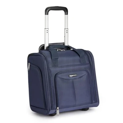 Abbildung von Amazon Basics Koffer zur Aufbewahrung unter dem Sitz, Marineblau, 35.5cm