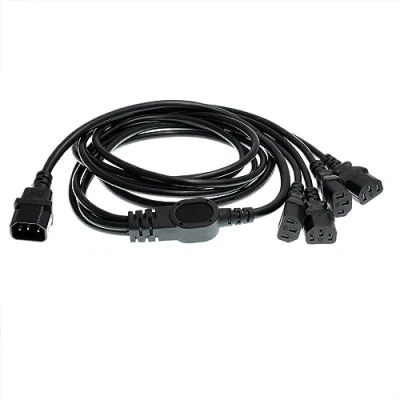 Abbildung von HT Kabel UPS PDU Computer PC Stromverteilerkabel C14 bis 4 x C13 10A 250V Verlängerungskabel (1,8 m)