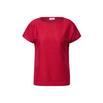 Abbildung von Cecil Struktu Tshirt basic, Damen, Größe: Large, Rot