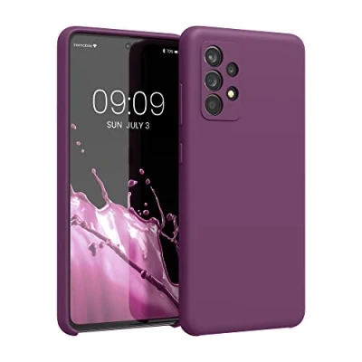 Abbildung von kwmobile Hülle kompatibel mit Samsung Galaxy A52 / 5G A52s Silikon Handy Case Handyhülle weiche Oberfläche kabelloses Laden Magenta Lila