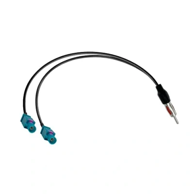 Abbildung von Vecys DAB Splitter Adapter DIN Stecker auf Dual Fakra Z Autoradio Antennen Kabel RG174 15.35 Zoll 39cm für AM/FM Antenne