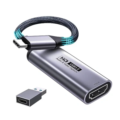 Abbildung von Fulfalic Videoaufnahmekarte, 4K HDMI auf USB C 3.0 Capture Karte, 1080P HD 60fps Live und Record Video Audio Grabber für Gaming, Streaming, Unterricht, Videokonferenz