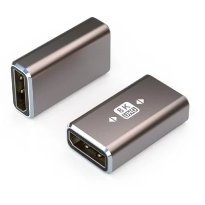 Abbildung von VMOJO 2er Pack Displayport Koppler Adapter, Legierungsgehäuse 8K UHD HDR (DP) 1.4 Buchse auf Extender Verlängerungsstecker Konverter, abwärtskompatibel mit 1.3 1.2 1.1