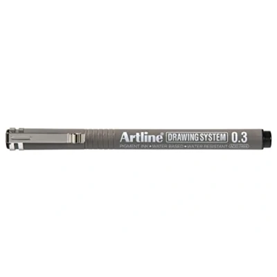 Abbildung von Artline EK 233, Schwarz, Grau, Metallisch, Rund, Tinte auf Wasserbasis, Edelstahl, 0,3 mm