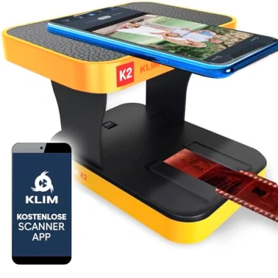 Abbildung von KLIM K2 Mobile Film Scanner 35mm + NEU 2024 Positiv &amp; Negativ Dia Fotoscanner zum digitalisieren Diascanner Deine eigene Entwicklungsstation zu Hause Dias selbst