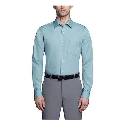 Abbildung von Van Heusen Herren Poplin Fitted Solid Point Collar Dress Shirt Smokinghemd, Meeresnebel, 44 cm Hals 86/89 Ärmel (XL)