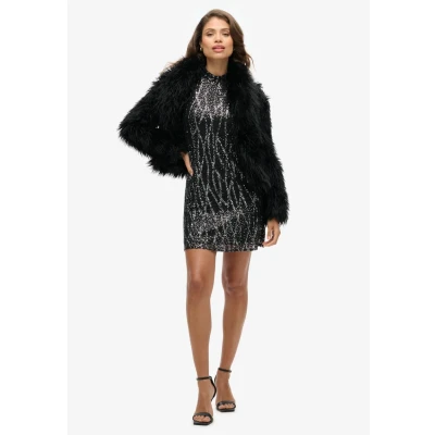 Abbildung von Superdry Sleeveless sequin A LINE MINI Cocktailkleid/festliches Kleid, Damen, Größe: 38, Black