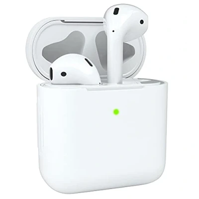Abbildung von EAZY Case Schutzhülle für AirPods 1 &amp; 2 Hülle Weiß Silikon Stoßfest mit Deckel Schutz Antikratz Etui Cover rutschfeste Silikonhülle Airpod Pro 1. / 2. Generation Silikoncase in