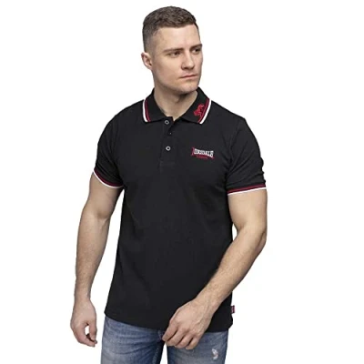 Abbildung von Lonsdale LION Poloshirt, Herren, Größe: Large, Black/dark red/white