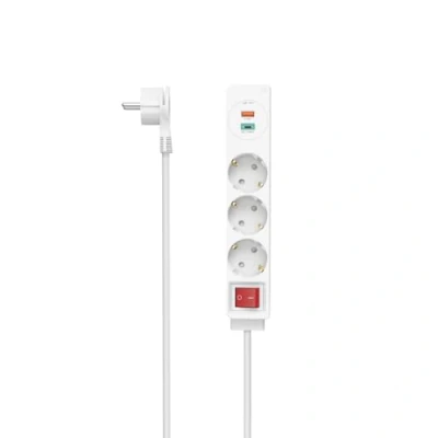 Abbildung von Hama Steckdosenleiste, 5 fach, (Ein / Ausschalter USB Anschlüsse Schutzkontaktkupplung Schutzkontaktstecker Kabellänge 1,4 m), 1 x A, C
