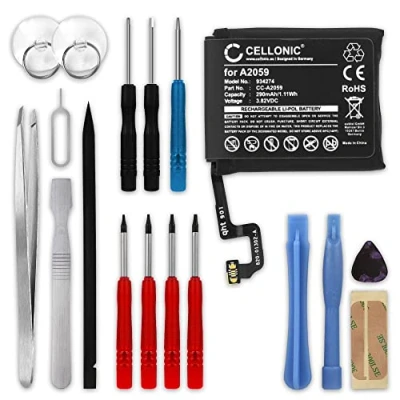 Abbildung von CELLONIC® Smartwatch Ersatz Akku A2059 Ersatzakku für Apple Watch 4 44mm 290mAh + Werkzeug Set 17tlg Batterie Fitnesstracker