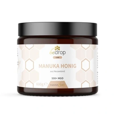 Abbildung von bedrop Manuka Honig mit MGO 400+ 600g XXL Glas 100% echter Premium Manukahonig aus Neuseeland zertifiziertem Methylglyoxal Gehalt (Analyse Zertifikat)