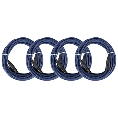 Abbildung von 4er Set Pronomic Stage DMX3 10 DMX Kabel Meter (zur Verkabelung von Lichteffekten, Goldkontakte, Mantelfarbe: Blau, XLR Male zu Female)