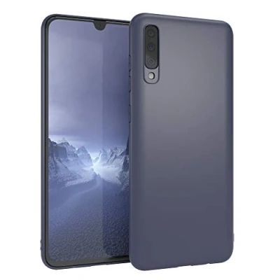 Abbildung von EAZY CASE Handyhülle Silikon mit Kameraschutz kompatibel Samsung Galaxy A70 in Navy Blau, Ultra dünn, Slimcover, Silikonhülle, Hülle, Softcase, Backcover