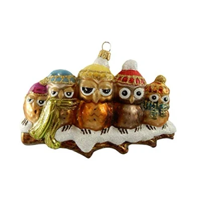Abbildung von Unbekannt Christbaumkugeln Figur (Eulen Familie 13cm) Weihnachtskugeln Weihnachtsbaumschmuck Christbaumschmuck Deko Glas Weihnachtsbaum