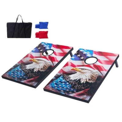 Abbildung von VEVOR Cornhole Set Spielbrett aus Holz mit 8 Sitzsäcken Tragetasche Hinterhof