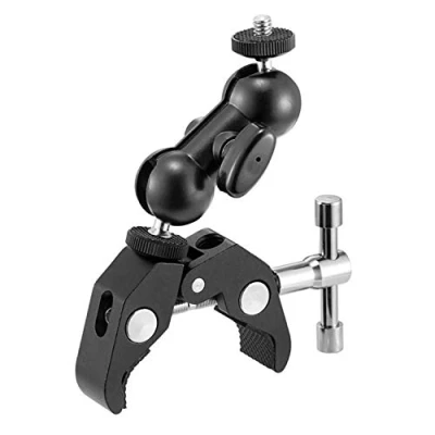 Abbildung von WANBY Doppel Kugelkopf Kamera Klemme Monitor Halterung mit Super 1/4&quot; und 3/8&quot; Gewinde für DSLR Rig Blitzlichter