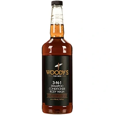 Abbildung von Woody&#039;s 3 in 1 Shampoo Conditioner Body Wash Sonderedition Whiskeyflasche 946ml