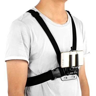 Abbildung von Bindpo Brustgurt für Kamera, verstellbare Halterung, Brusthalterung mit Clip Gopro OSMO Action Kamera Handy