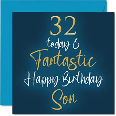 Abbildung von Fantastische Geburtstagskarte zum 32. Geburtstag für den Sohn 32 Today Fantastic Karte von Mama oder Papa Geburtstagsgeschenke 145 mm Geburtstagsgrußkarten Geschenk