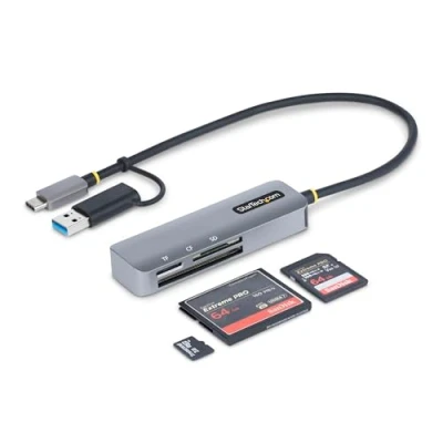 Abbildung von StarTech.com USB 3.0 Multikartenleser, SD/microSD/CF, C Kartenleser mit A Adapter, Externer Kartenlesegerät