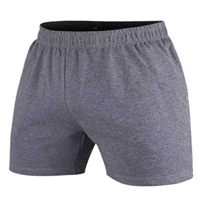 Abbildung von Muscle Alive Herren Bodybuilding Fitnessstudio Trainieren Kurze Hose Frottee Baumwolle 5 PLN Grau M