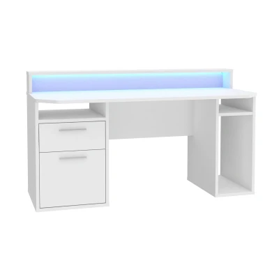 Abbildung von Forte TEZAUR Gaming Schreibtisch mit 1 Tür und Schublade, Holzwerkstoff, Weiß, (B/H/T): 160 / 91,1 72 cm