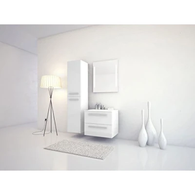 Abbildung von Sieper I Badmöbel Set Libato, Waschtisch mit Unterschrank 60 x 50 cm, Hochschrank und Badspiegel Weiß
