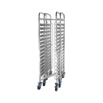 Abbildung von HENDI Regalwagen 15x GN 1/1 zusammenschiebbar Edelstahl 38 x 55 170 cm 4x Lenkrollen, Gastro Abräumwagen für Tabletts