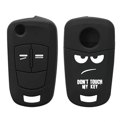 Abbildung von kwmobile Autoschlüssel Hülle kompatibel mit Opel Vauxhall 2 Tasten Klappschlüssel Schlüsselhülle Don&#039;t Touch My Key Weiß Schwarz