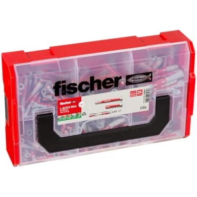 Abbildung von fischer L Boxx mini DuoPower, 210 teiliges Dübelset, 6 8 mm Durchmesser, 30 65 Länge, für Profis und Heimwerker, Universaldübel DuoPower kurz lang