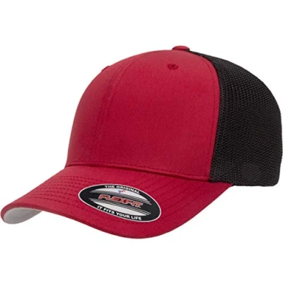 Abbildung von Flexfit Unisex Trucker Mesh Fitted Cap Zweifarbig Verschluss, rot/schwarz, Einheitsgröße