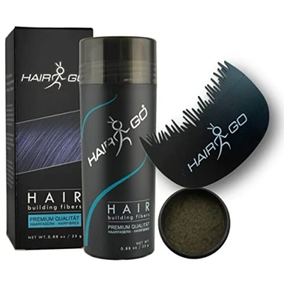 Abbildung von Hair GO Premium Schütthaar + Haaransatzkamm SPARSET Streuhaar &amp; Schütthaar, für einen natürlichen Haaransatz bei der Anwendung von Fibers Haarverdichter (mittelbraun)