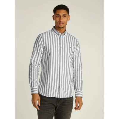 Abbildung von Tommy Hilfiger BOLD Stripe Shirt Hemd, Herren, Größe: XXL, Green/optic white