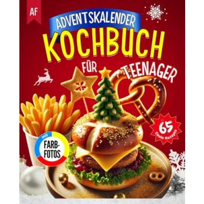 Abbildung von Kochbuch für Teenager Adventskalender mit Farbfotos: 65 Coole &amp; Einfache Rezepte, Stylische Deko Tipps Eine Festliche Adventszeit Das Perfekte Geschenk Junge Küchenhelden