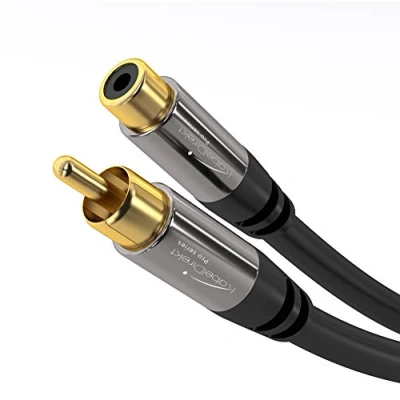 Abbildung von KabelDirekt Cinch Verlängerungskabel 10 m besonders bruchfestes Hybid Kabel für brillante Tonqualität (Subwoofer/Audio Kabel, RCA Stecker zu Buchse, ideal Verstärker/HiFi, analog &amp; digital)