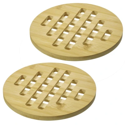Abbildung von Westmark Untersetzer Tapas + Friends runde Pfannenuntersetzer als Tischschutz, gegen Kratzer und Verbrennungen, ideal für Esstisch Bambus, 20 cm, 2 Stück