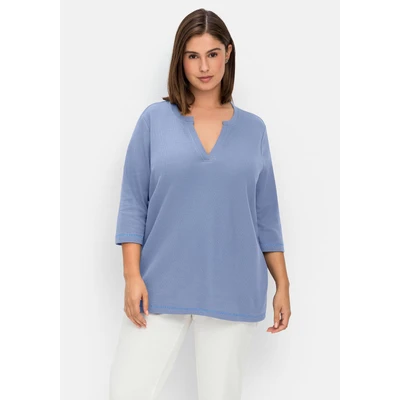 Abbildung von Sheego Langarmshirt, Damen, Größe: 40/42, Mittelblau