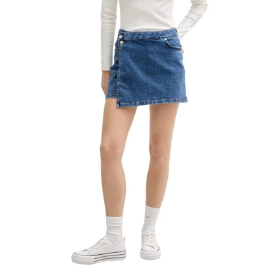 Abbildung von TOM Tailor denim Skort Jeans Shorts, Damen, Größe: XL, Used mid stone blue