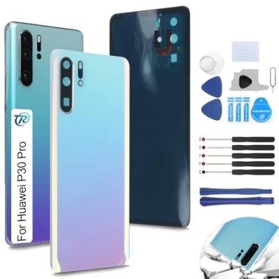 Abbildung von RongZy Akkudeckel Geeignet für Huawei P30 Pro Backcover batterietür Gehäuse Rückseite mit Tool kit (Himmelblau)