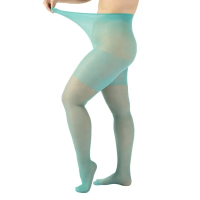 Abbildung von Calzitaly Sheer PLUS SIZE Tights 20 DEN Strumpfhose, Damen, Größe: 4XL, Turquoise