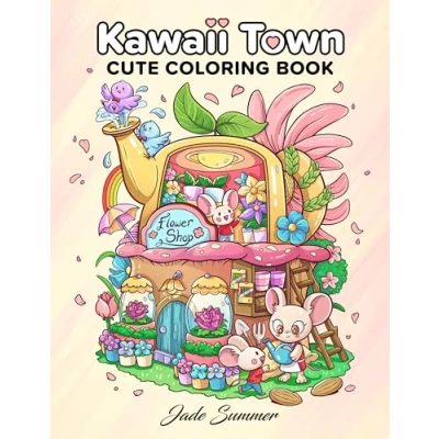 Abbildung von Kawaii Town: Coloring Book with Cute Animals, Tiny Buildings, and Playful Scenes for Stress Relief Relaxation