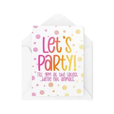 Abbildung von Tongue in Peach Lustige Geburtstagskarten Let&#039;s Party bis 21 Uhr bei der neuesten Karte For Him Her Joke Banter Bestie Sensible Grandma Best Friend Silly CBH1047
