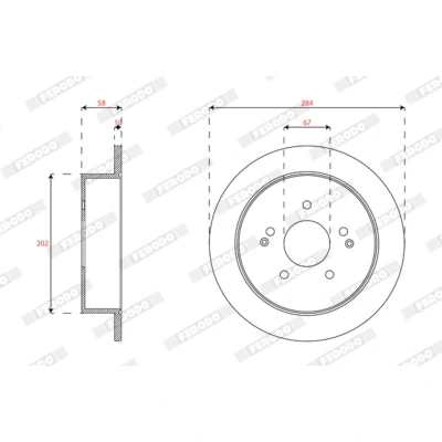 Abbildung von FERODO DDF1992C Bremsscheibe 284 10 5 112 voll beschichtet ohne Schrauben SSANGYONG: Korando III SUV, C200