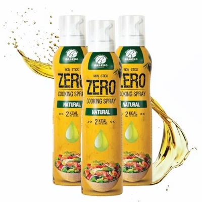 Abbildung von Rabeko Zero Kochspray kalorienarm natürlich 800 Portionen,2 kcal pro Sprühstoß Pfannenspray zum Braten, Grillen &amp; Backen ohne Zusätze, Zucker Gluten und Laktosefrei 3 x 200ml
