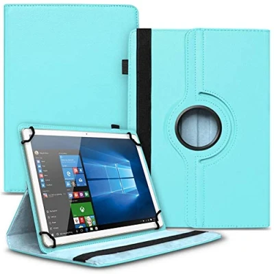 Abbildung von UC Express Tablet Schutzhülle kompatibel für Asus ZenPad 10 Z301ML Z301MFL Z300M Hülle Tasche 360 Drehbar Kunstleder Standfunktion Cover Universal Case, Farben:Türkis